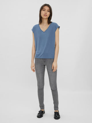 Γυναικεία μπλούζα κοντομάνικη VMFILLI SS V-NECK TEE Vero Moda 10247666 China Blue NOOS SS25
