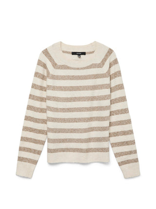 Γυναικεία πλεκτή μπλούζα VMDOFFY LS O-NECK BLOUSE GA Vero Moda 10201022 Birch STRIPES NOOS W25/26