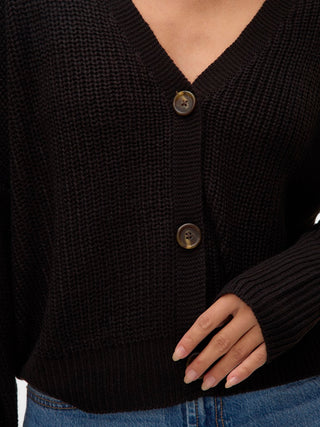 Γυναικεία ζακέτα πλεκτή VMLEA LS V-NECK CUFF CARDIGAN Vero Moda 10249632 Black NOOS W25/26