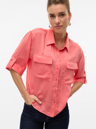 Γυναικείο πουκάμισο VMFABIANA 3/4 SHIRT VMA Vero Moda 10292861 Tea Rose NOOS SS25