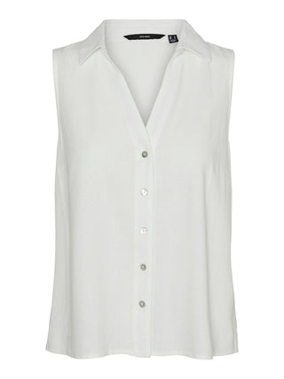 Γυναικείο πουκάμισο αμάνικο VMMYMILO SL V-NECK SHIRT WVN GA Vero Moda 10303648 Snow White SS25