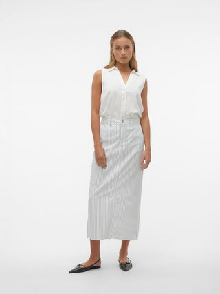 Γυναικείο πουκάμισο αμάνικο VMMYMILO SL V-NECK SHIRT WVN GA Vero Moda 10303648 Snow White SS25