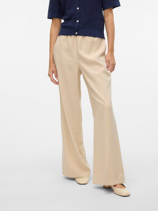 Γυναικεία παντελόνα Wide Leg Fit 93% Viscose, 7% Polyester VMCARMEN HW PALAZZO PANT VERO MODA 10309890 Oatmeal S 24