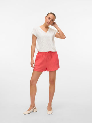 Γυναικεία μπλούζα κοντομάνικη VMTHAS SS V-NECK TOP JRS GA VO Vero Moda 10328120 Snow White SS25