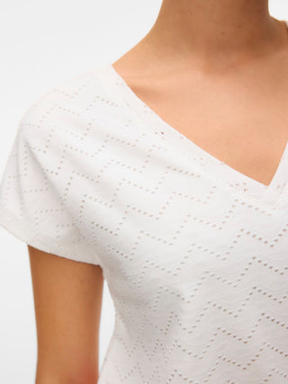 Γυναικεία μπλούζα κοντομάνικη VMTHAS SS V-NECK TOP JRS GA VO Vero Moda 10328120 Snow White SS25