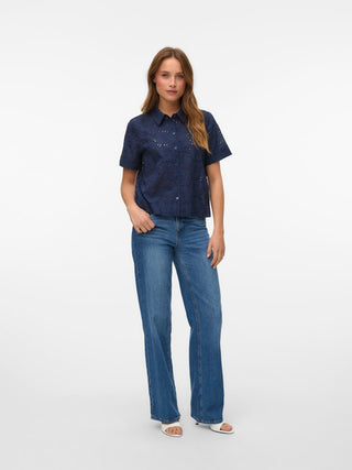 Γυναικείο πουκάμισο κοντομάνικο VMHAY NEW SS SHIRT WVN Vero Moda 10324269 Navy Blazer SS25