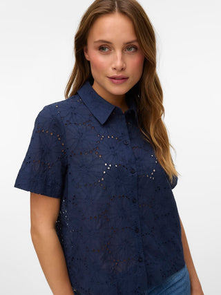 Γυναικείο πουκάμισο κοντομάνικο VMHAY NEW SS SHIRT WVN Vero Moda 10324269 Navy Blazer SS25