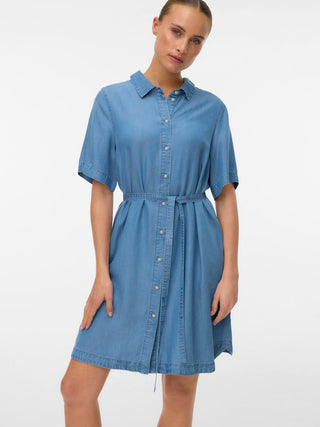 Γυναικείο φόρεμα VMBREE SS SHORT TENCEL SHIRT DRESS VERO MODA 10341620 MEDIUM BLUE DENIM SS26