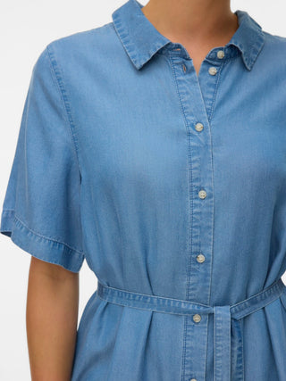 Γυναικείο φόρεμα VMBREE SS SHORT TENCEL SHIRT DRESS VERO MODA 10341620 MEDIUM BLUE DENIM SS26