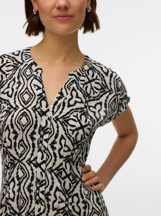 Γυναικείο φόρεμα VMMENNY SL PLEAT 7/8 DRESS WVN GA VERO MODA 10341545 BIRCH SS26