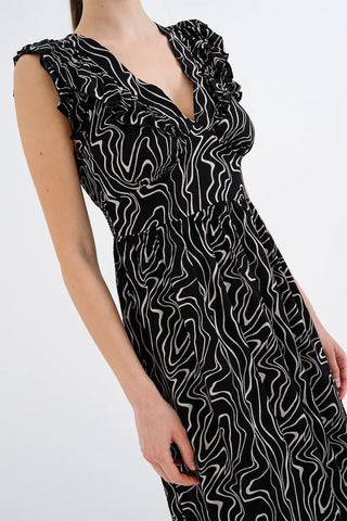 Γυναικείο φόρεμα VMEASY JOY S/L DETAIL ANKLE DRESS WVN VERO MODA 10345505 BLACK SS26