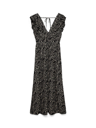 Γυναικείο φόρεμα VMEASY JOY S/L DETAIL ANKLE DRESS WVN VERO MODA 10345505 BLACK SS26