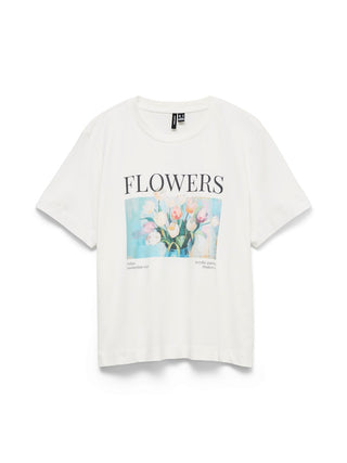 Γυναικείο t-shirt VMKLARA METTE SS TOP BOX JRS VERO MODA 10344820 SNOW WHITE/FLOWERS SS26
