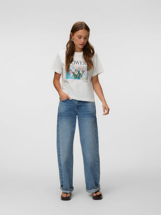 Γυναικείο t-shirt VMKLARA METTE SS TOP BOX JRS VERO MODA 10344820 SNOW WHITE/FLOWERS SS26