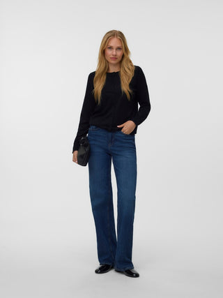 Γυναικεία ζακέτα πλεκτή VMSILJE LS O-NECK CARDIGAN VERO MODA 10346655 BLACK NOOS W26/27