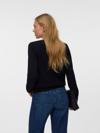 Γυναικεία ζακέτα πλεκτή VMSILJE LS O-NECK CARDIGAN VERO MODA 10346655 BLACK NOOS W26/27