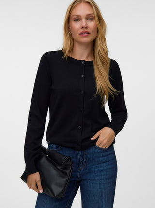 Γυναικεία ζακέτα πλεκτή VMSILJE LS O-NECK CARDIGAN VERO MODA 10346655 BLACK NOOS W26/27