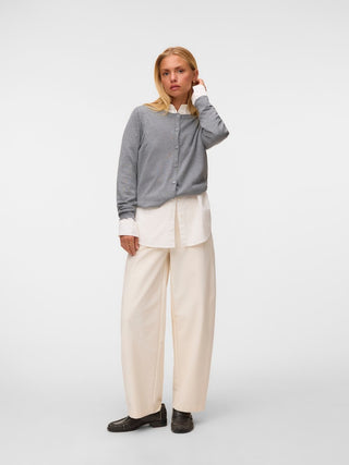 Γυναικεία ζακέτα πλεκτή VMSILJE LS O-NECK CARDIGAN VERO MODA 10346655 MEDIUM GREY MELANGE NOOS W26/27