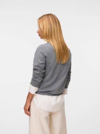 Γυναικεία ζακέτα πλεκτή VMSILJE LS O-NECK CARDIGAN VERO MODA 10346655 MEDIUM GREY MELANGE NOOS W26/27