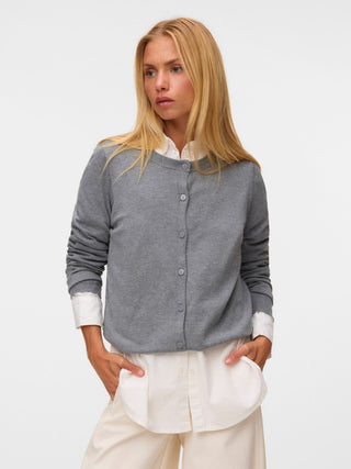Γυναικεία ζακέτα πλεκτή VMSILJE LS O-NECK CARDIGAN VERO MODA 10346655 MEDIUM GREY MELANGE NOOS W26/27