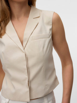 Γυναικείο γιλέκο VMNILLE SL WAISTCOAT VERO MODA 10342558 OATMEAL SS26