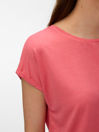 Γυναικεία μπλούζα κοντομάνικη VMLAVA GLITTER SS TOP STRIPE LX JRS Vero Moda 10250488 Coral Paradise NOOS SS26