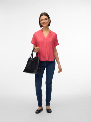 Γυναικεία μπλούζα κοντομάνικη VMBEAUTY SS TOP WVN GA VERO MODA 10279697 CORAL PARADISE NOOS SS26