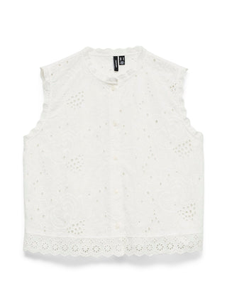 Γυναικείο top VMEMILY EMB SL TOP WVN VERO MODA 10348164 SNOW WHITE SS26