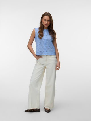 Γυναικείο top VMEMILY EMB SL TOP WVN VERO MODA 10348164 BRUNNERA BLUE SS26