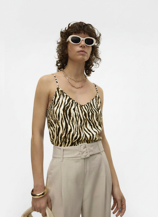 Γυναικείο top VMEASY JOY V-NECK SINGLET WVN GA VERO MODA 10297362 OATMEAL SS26