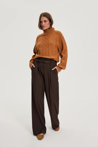 Γυναικείο παντελόνι MOODO Z-SP-4830 BROWN W25/26