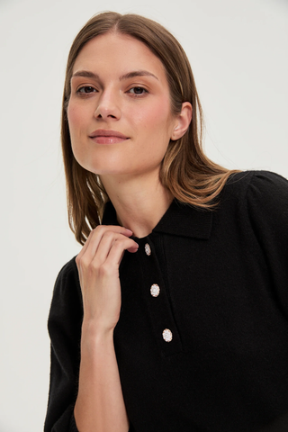 Γυναικεία πλεκτή μπλούζα MOODO Z-SW-4811 BLACK W25/26