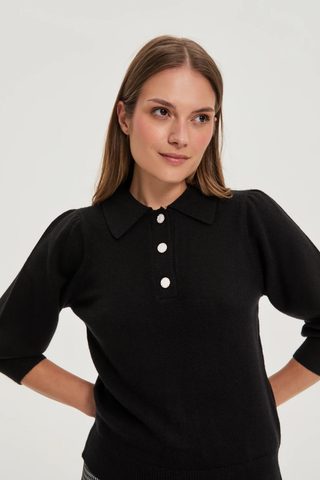 Γυναικεία πλεκτή μπλούζα MOODO Z-SW-4811 BLACK W25/26