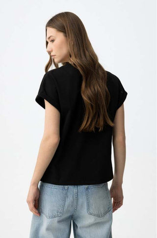 Γυναικεία μπλούζα κοντομάνικη BENJIE TIFFOSI 10065998 BLACK SS26