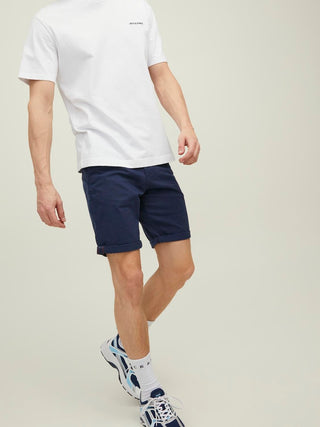 Ανδρική βερμούδα chino Regular Fit 78% Cotton, 20% Recycled Cotton, 2% Elastane JPSTBOWIE SHORTS SOLID MID SN JACK & JONES 12165604 Navy Blazer S 24