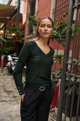 Γυναικεία πλεκτή μπλούζα MOODO Z-SW-4880 D.GREEN W25/26