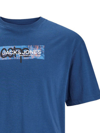 Ανδρικό t-shirt με στάμπα JCOAOP PRINT TEE SS CREW NECK JACK & JONES 12253477 Ensign Blue S 24