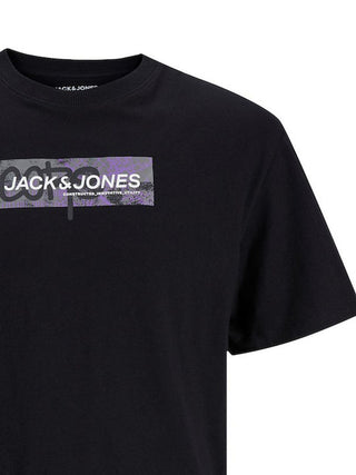 Ανδρικό t-shirt με στάμπα JCOAOP PRINT TEE SS CREW NECK JACK & JONES 12253477 Black S 24