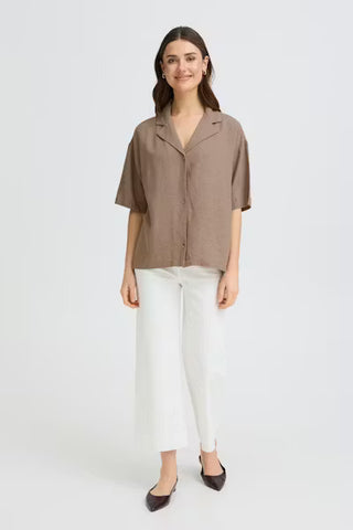 Γυναικείο πουκάμισο κοντομάνικο FRJETT FRANSA 20617526 BROWN SS26