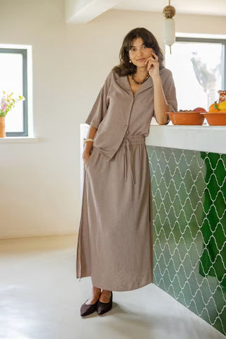 Γυναικείο πουκάμισο κοντομάνικο FRJETT FRANSA 20617526 BROWN SS26