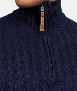 Ανδρικό πλεκτό πουλόβερ INDICODE 35-026 ΜΠΛΕ W25/26