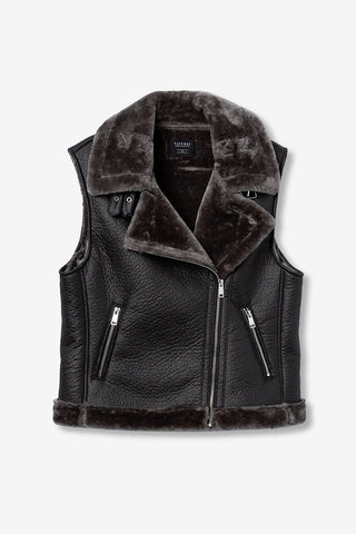 Γυναικείο αμάνικο JACKET με γούνα TIFFOSI 10062268 ΜΑΥΡΟ W25/26