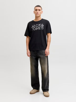 Ανδρικό t-shirt JJEJEFF LOGO TEE SS SN JACK&JONES 12288536 BLACK SS26