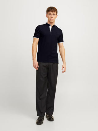Ανδρική μπλούζα polo κοντομάνικη JJEPAULOS MAO POLO SS Jack & Jones 12199711 DARK NAVY NOOS SS26
