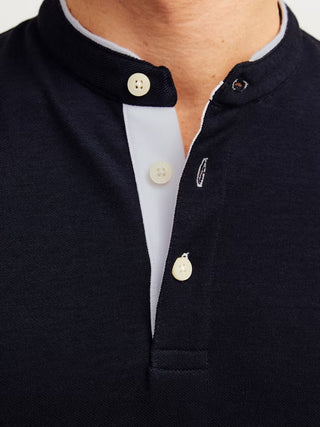 Ανδρική μπλούζα polo κοντομάνικη JJEPAULOS MAO POLO SS Jack & Jones 12199711 DARK NAVY NOOS SS26