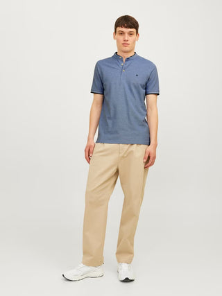 Ανδρική μπλούζα polo κοντομάνικη JJEPAULOS MAO POLO SS Jack & Jones 12199711 BRIGHT COBALT NOOS SS26
