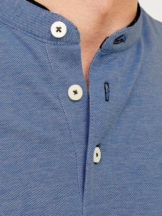 Ανδρική μπλούζα polo κοντομάνικη JJEPAULOS MAO POLO SS Jack & Jones 12199711 BRIGHT COBALT NOOS SS26