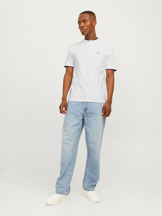 Ανδρική μπλούζα polo κοντομάνικη JJEPAULOS MAO POLO SS Jack & Jones 12199711 WHITE NOOS SS26
