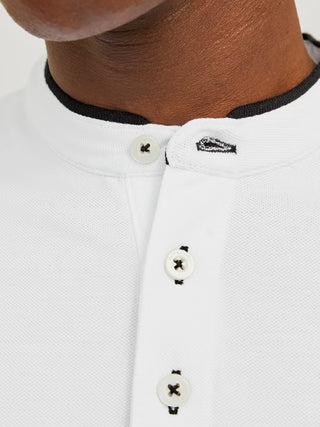 Ανδρική μπλούζα polo κοντομάνικη JJEPAULOS MAO POLO SS Jack & Jones 12199711 WHITE NOOS SS26