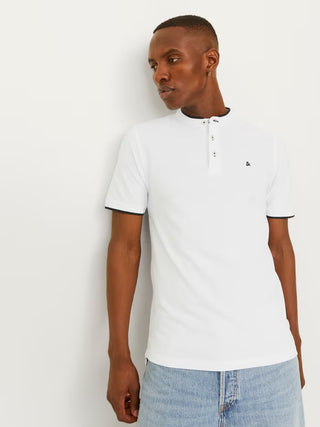 Ανδρική μπλούζα polo κοντομάνικη JJEPAULOS MAO POLO SS Jack & Jones 12199711 WHITE NOOS SS26